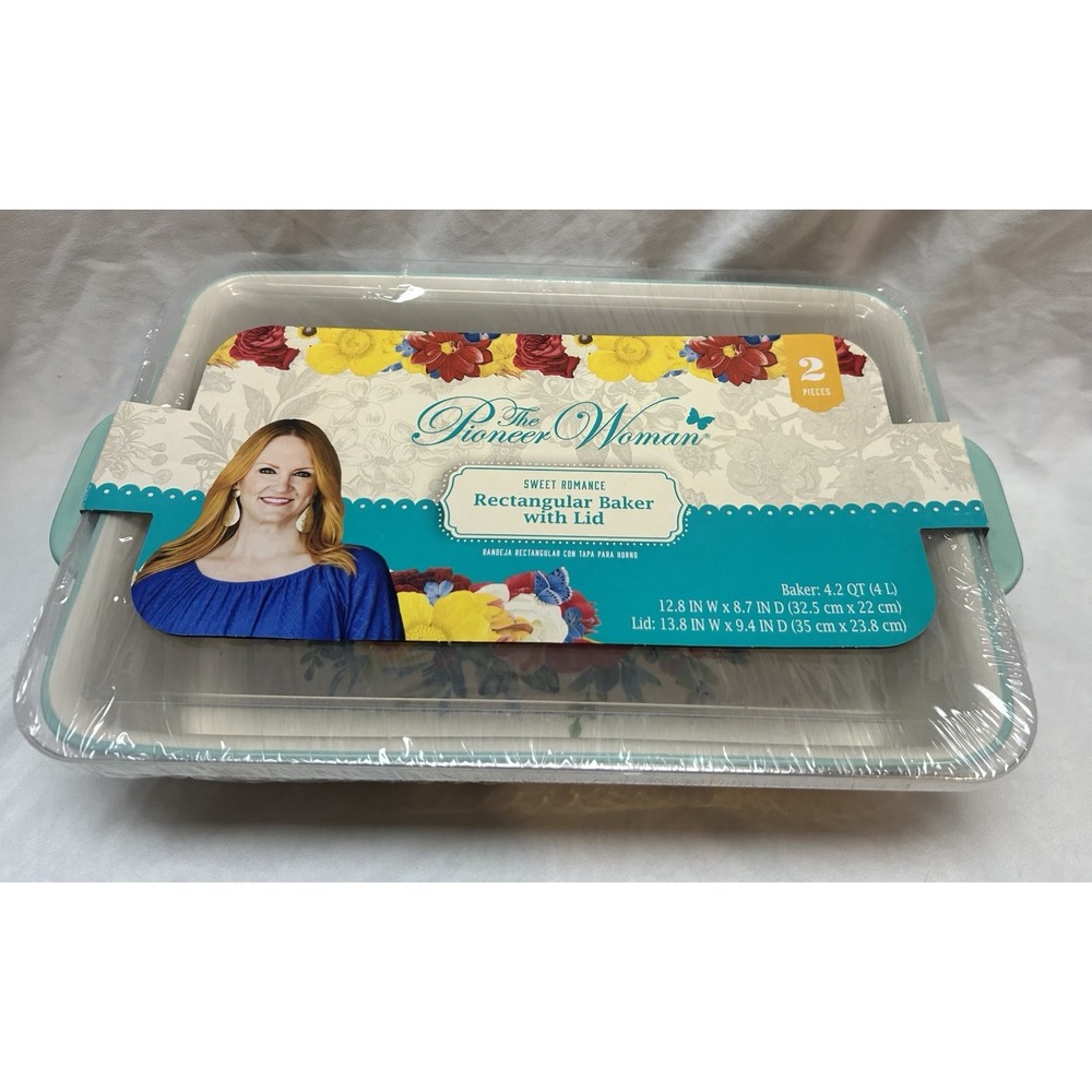 The Pioneer Woman Heritage Floral 4.2 Quart Ceramic Baker With Cover 9 x 13 New